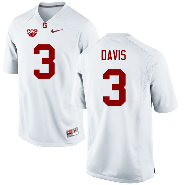 Men Stanford Cardinal #3 Noor Davis College Football Jerseys Sale-White - Click Image to Close